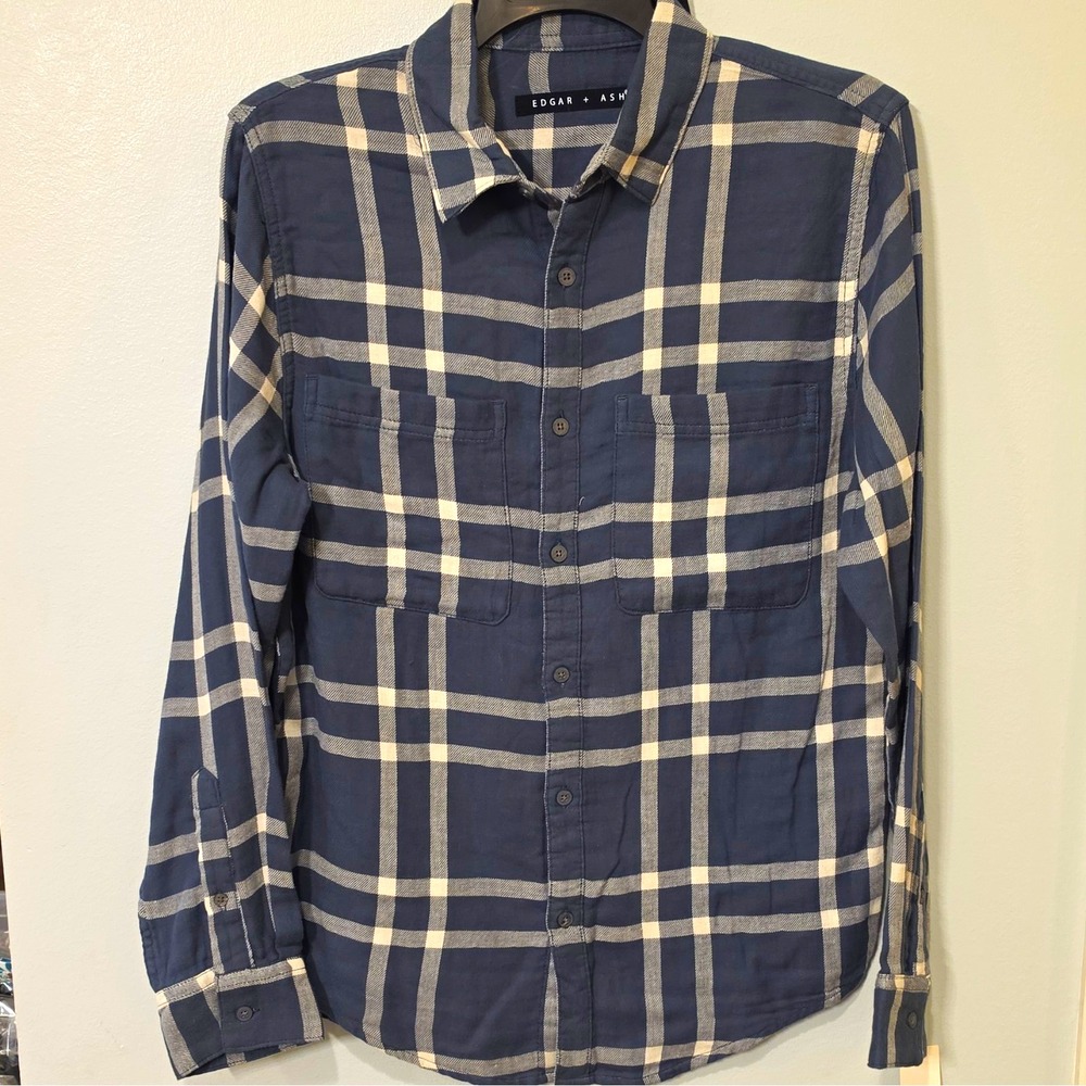 Edgar + Ash Men's Plaid Flannel Long Sleeve Button-Up Pockets S #115